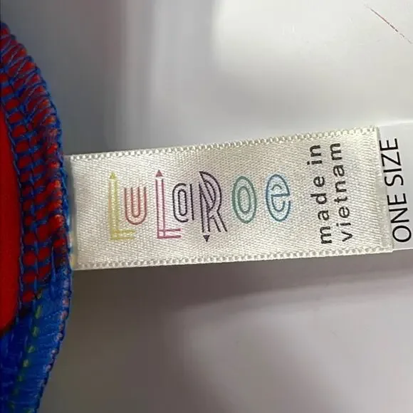 LuLaRoe Super Soft Leggings sz OS 2-10 Geometric Blues Red Yellow Stretchy Comfy - Picture 8 of 14